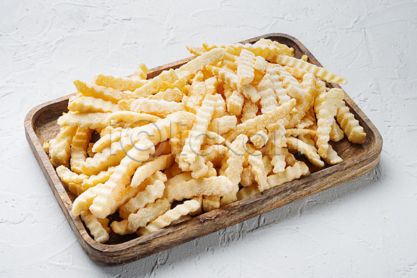 사람없음 JPG 포토 해외이미지 감자튀김 나무쟁반 패스트푸드 흰배경