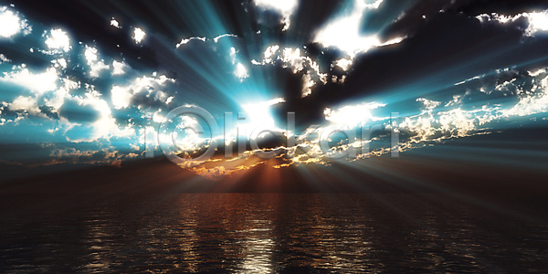 3D JPG 포토 해외이미지 구름(자연) 바다 일출 태양 하늘 햇빛