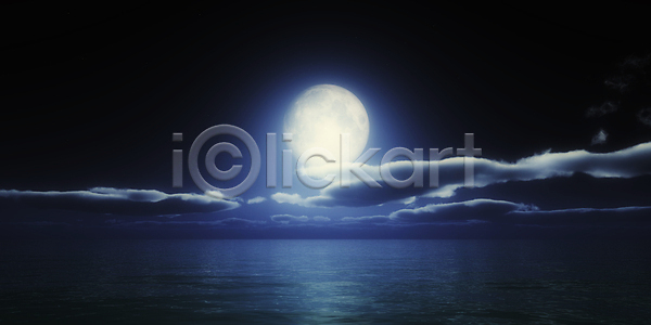 사람없음 3D JPG 포토 해외이미지 구름(자연) 달 바다 밤하늘 별 야간