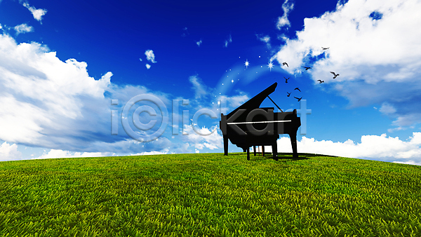 사람없음 JPG 포토 해외이미지 구름(자연) 야외 조류 주간 초원(자연) 풍경(경치) 피아노(악기) 하늘 해외202004 해외202105