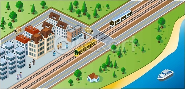 EPS 일러스트 해외이미지 교통시설 그림 기차 나무 도시 디자인 비즈니스 빛 산업 세대 시골 에너지 역 연료 오염 자연 장면 전차 컴퓨터 해외202004 해외202105 환경