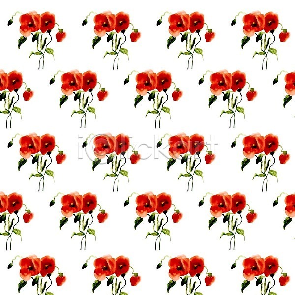 사람없음 EPS 일러스트 해외이미지 꽃 꽃무늬 백그라운드 빨간색 수채화(물감) 양귀비 얼룩 잎 컬러풀 패턴 포스터 해외202004 해외202105