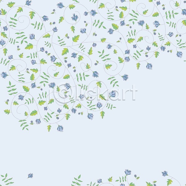 새로움 사람없음 EPS 일러스트 해외이미지 꽃 꽃무늬 꽃잎 백그라운드 수레국화 수채화(물감) 인기 잎 줄기 파란색 패턴 해외202004 해외202105