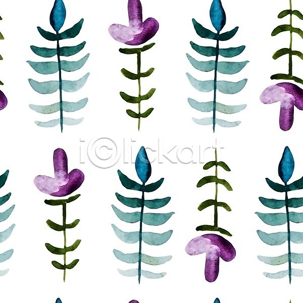 사람없음 EPS 일러스트 해외이미지 꽃 꽃무늬 백그라운드 수채화(물감) 잎 패턴 해외202004 해외202105