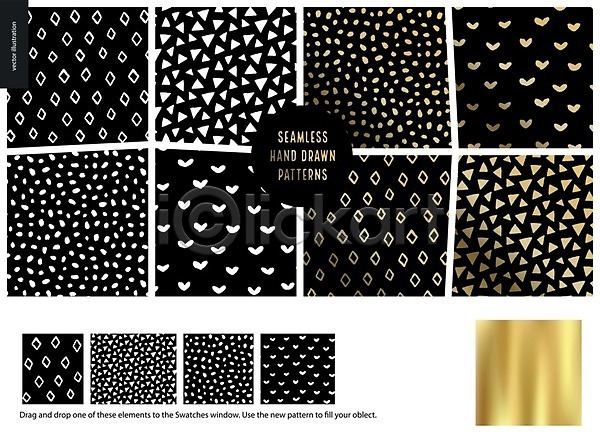 사람없음 EPS 일러스트 해외이미지 검은색 금색 마름모 물방울무늬 백그라운드 삼각형 손그림 점 추상 패턴 하트 해외202004 해외202105