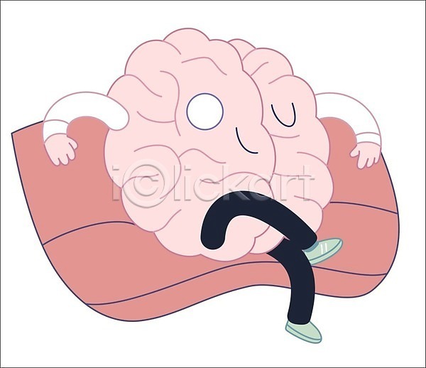 여유 사람없음 EPS 일러스트 해외이미지 뇌 다리꼬기 앉기 윙크 의자 의학캐릭터 캐릭터 해외202004 해외202105