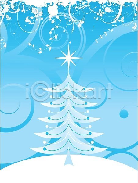 사람없음 EPS 일러스트 해외이미지 겨울 나무 눈송이 크리스마스 해외202004 해외202105