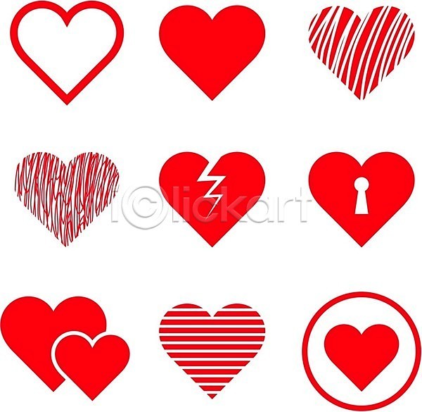사랑 사람없음 EPS 일러스트 해외이미지 균열 다양 빨간색 열쇠구멍 원형 종류 줄무늬 하트 해외202004 해외202105