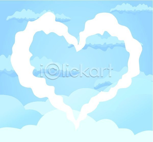 사랑 사람없음 EPS 일러스트 해외이미지 구름(자연) 하늘 하늘색 하트 해외202004 해외202105