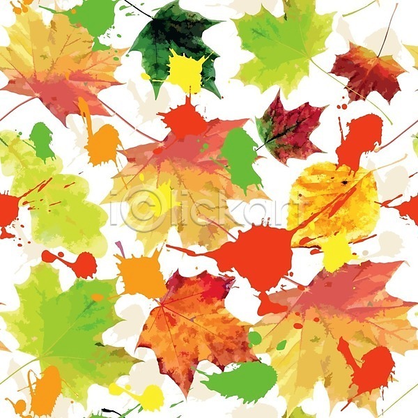 사람없음 EPS 일러스트 해외이미지 가을(계절) 낙엽 단풍 물감 해외202004 해외202105