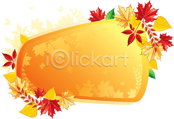 사람없음 EPS 일러스트 해외이미지 가을(계절) 낙엽 노란색 단풍 프레임 해외202004 해외202105