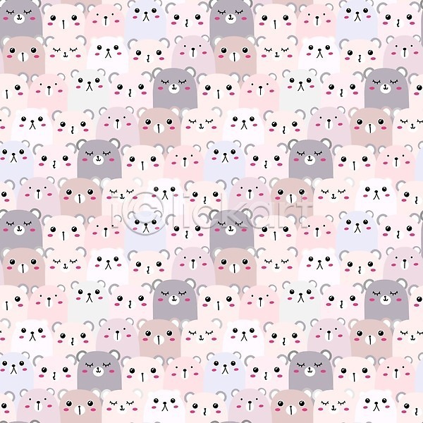 사람없음 EPS 일러스트 해외이미지 곰 곰캐릭터 백그라운드 분홍색 여러마리 패턴 패턴백그라운드 해외202105