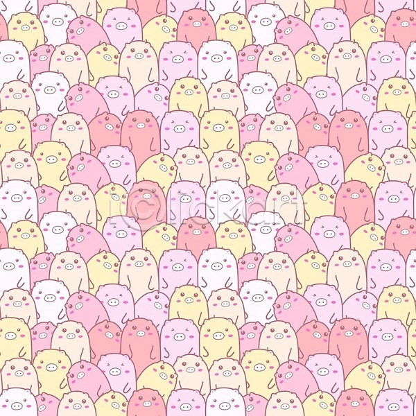 귀여움 사람없음 EPS 일러스트 해외이미지 돼지 돼지캐릭터 백그라운드 분홍색 패턴 패턴백그라운드 해외202105