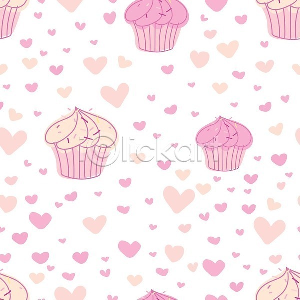 사람없음 EPS 일러스트 해외이미지 백그라운드 분홍색 컵케이크 패턴 패턴백그라운드 하트 해외202105