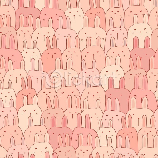 사람없음 EPS 일러스트 해외이미지 백그라운드 분홍색 여러마리 코랄 토끼 토끼캐릭터 패턴 패턴백그라운드 해외202105