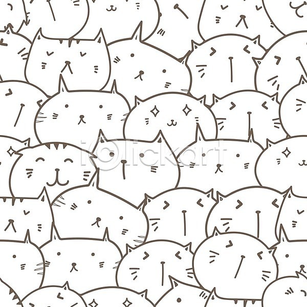 사람없음 EPS 일러스트 해외이미지 고양이 백그라운드 캐릭터 패턴 해외202105