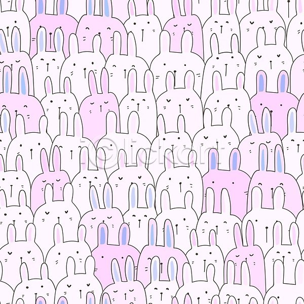 사람없음 EPS 일러스트 해외이미지 백그라운드 캐릭터 토끼 패턴 해외202105 흰색