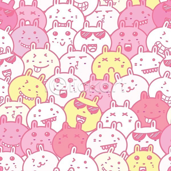 사람없음 EPS 일러스트 해외이미지 백그라운드 분홍색 선글라스 여러마리 토끼 토끼캐릭터 패턴 패턴백그라운드 해외202105