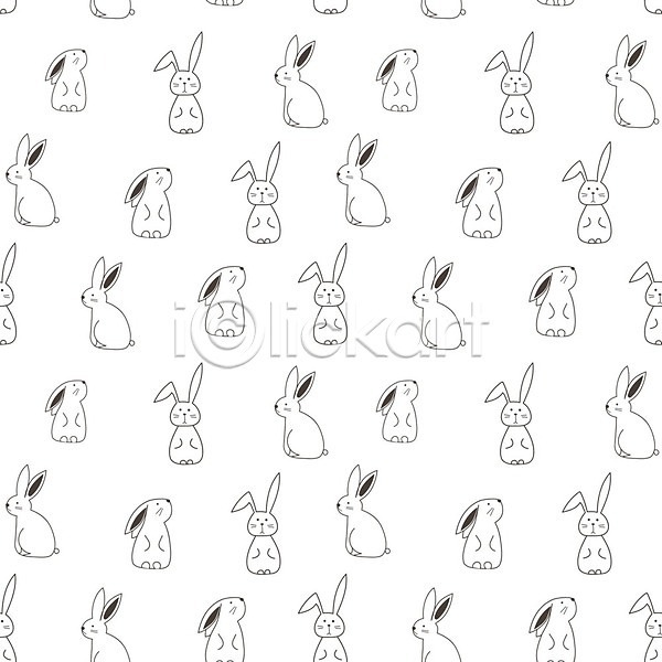 사람없음 EPS 일러스트 해외이미지 라인아트 백그라운드 여러마리 토끼 토끼캐릭터 패턴 패턴백그라운드 해외202105