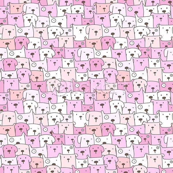 사람없음 EPS 일러스트 해외이미지 강아지 개 백그라운드 분홍색 여러마리 패턴 패턴백그라운드 해외202105
