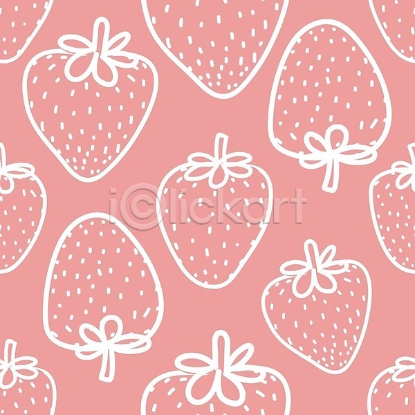 사람없음 EPS 일러스트 해외이미지 딸기 라인아트 백그라운드 분홍색 패턴 패턴백그라운드 해외202105