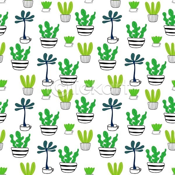 사람없음 EPS 일러스트 해외이미지 선인장 식물 초록색 패턴 해외202105 화분