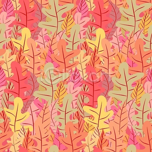 사람없음 EPS 일러스트 해외이미지 가을(계절) 낙엽 잎 주황색 패턴 해외202105