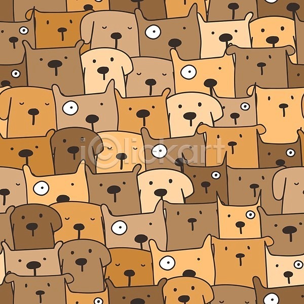 사람없음 EPS 일러스트 해외이미지 갈색 강아지 개 백그라운드 여러마리 패턴 패턴백그라운드 해외202105