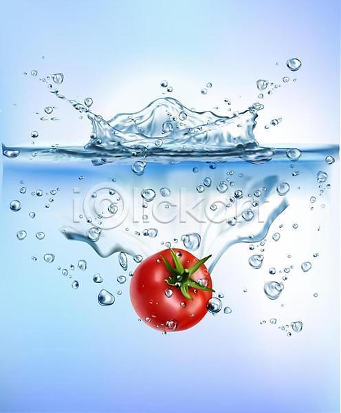 떨어짐 사람없음 EPS 일러스트 해외이미지 물 물방울 스플래쉬 토마토 파란색