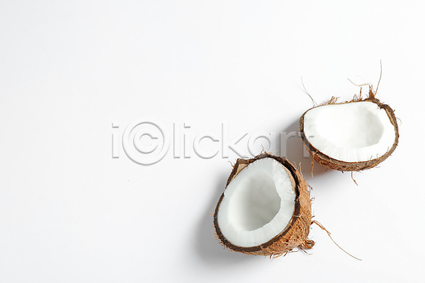 사람없음 JPG 포토 해외이미지 단면 실내 열대과일 코코넛 흰배경