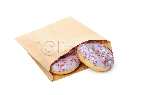 사람없음 JPG 포토 해외이미지 도넛 종이봉투 흰배경