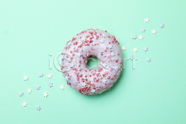 사람없음 JPG 포토 해외이미지 도넛 민트색배경 스프링클