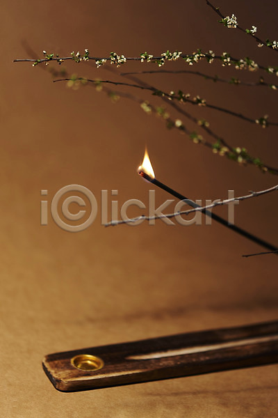 사람없음 JPG 포토 갈색배경 나뭇가지 불 스튜디오촬영 실내 아로마 아로마테라피 인센스스틱 향 홀더