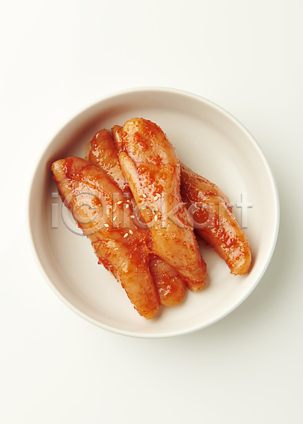 사람없음 JPG 포토 하이앵글 명란젓 반찬 스튜디오촬영 실내 접시 집밥 한식 흰배경