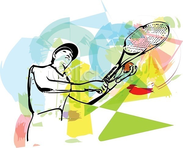 남자 성인 성인남자한명만 한명 EPS 일러스트 해외이미지 들기 상반신 스포츠 테니스 테니스공 테니스라켓 테니스선수