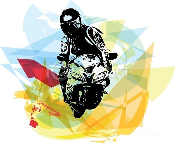 사람 한명 EPS 일러스트 해외이미지 모터싸이클 바이크레이서 상반신 스포츠 오토바이 운전 헬멧