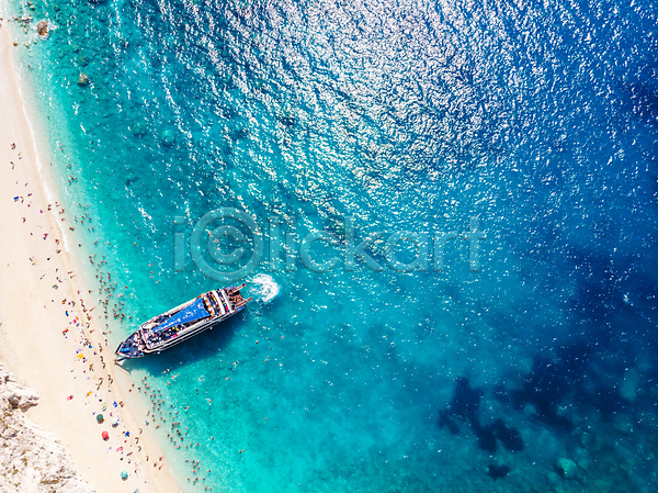 사람없음 JPG 포토 하이앵글 항공촬영 해외이미지 그리스 모래사장 바다 야외 주간 크루즈 풍경(경치) 해변