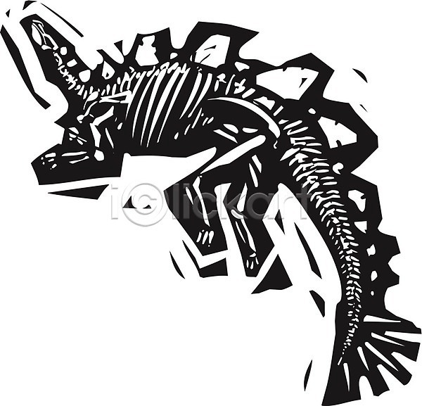 사람없음 EPS 일러스트 해외이미지 검은색 스테고사우루스 해외202004 화석