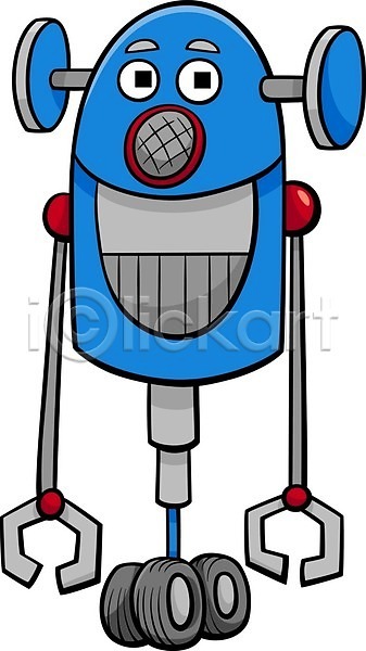 사람없음 EPS 일러스트 해외이미지 로봇 만화 안드로이드 캐릭터 코믹 파란색 해외202004