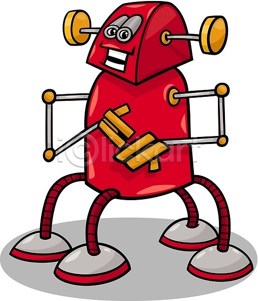 사람없음 EPS 일러스트 해외이미지 로봇 만화 빨간색 안드로이드 캐릭터 코믹 해외202004