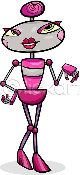 사람없음 EPS 일러스트 해외이미지 로봇 만화 분홍색 안드로이드 캐릭터 코믹 해외202004