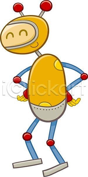 사람없음 EPS 일러스트 해외이미지 노란색 로봇 만화 안드로이드 캐릭터 코믹 해외202004