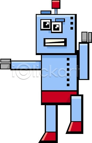 사람없음 EPS 일러스트 해외이미지 로봇 만화 안드로이드 캐릭터 코믹 하늘색 해외202004