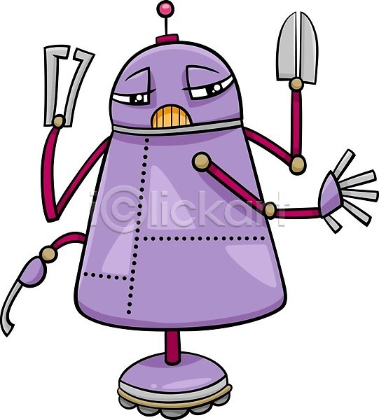 사람없음 EPS 일러스트 해외이미지 로봇 만화 보라색 안드로이드 캐릭터 코믹 해외202004