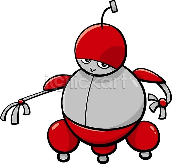 사람없음 EPS 일러스트 해외이미지 로봇 만화 빨간색 안드로이드 원형 캐릭터 코믹 해외202004 회색