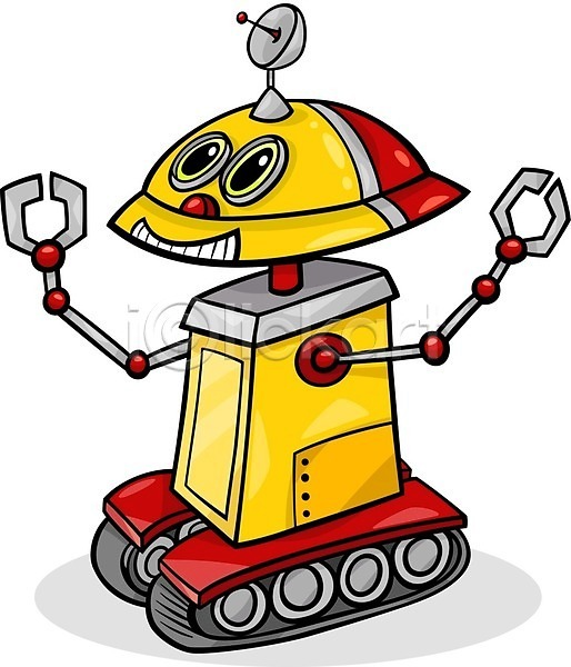 사람없음 EPS 일러스트 해외이미지 노란색 로봇 만화 빨간색 안드로이드 안테나 캐릭터 코믹 해외202004