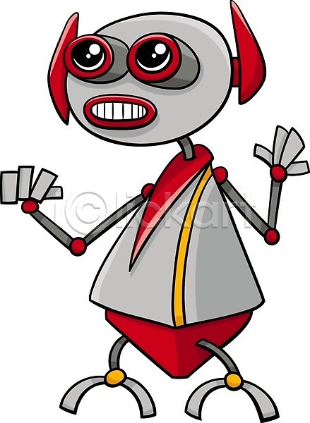사람없음 EPS 일러스트 해외이미지 로봇 만화 빨간색 안드로이드 캐릭터 코믹 해외202004 회색