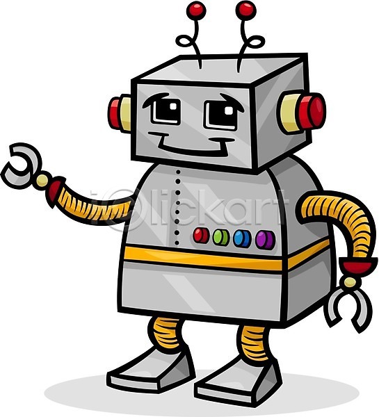 사람없음 EPS 일러스트 해외이미지 로봇 만화 안드로이드 캐릭터 코믹 해외202004 회색