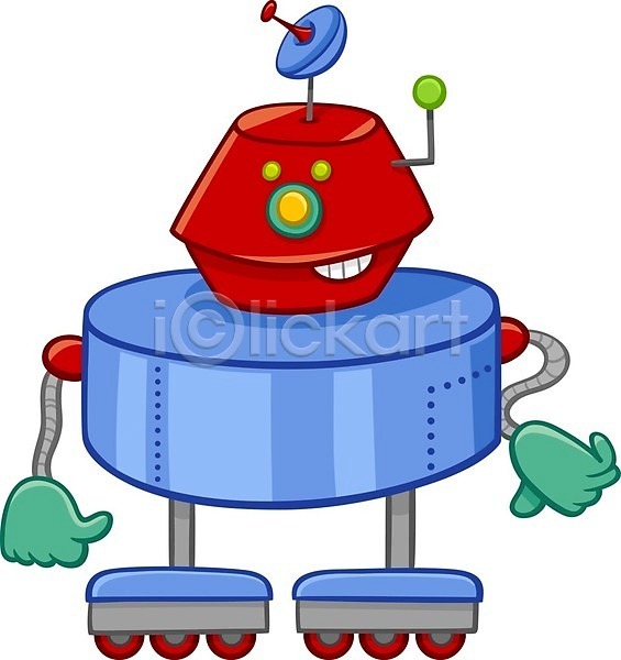 사람없음 EPS 일러스트 해외이미지 로봇 만화 빨간색 안드로이드 안테나 캐릭터 코믹 파란색 해외202004