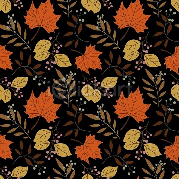 사람없음 EPS 일러스트 해외이미지 가을(계절) 갈색 검은색 낙엽 단풍 패턴 패턴백그라운드